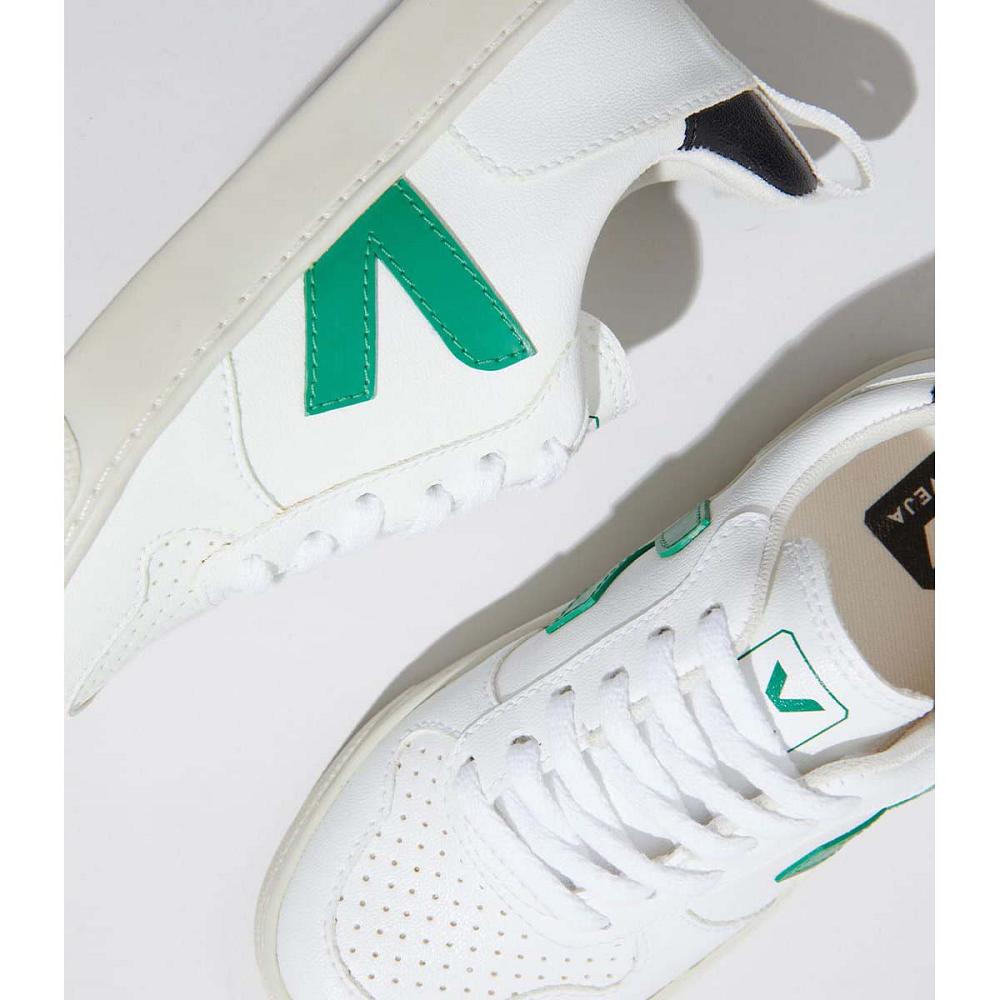 Veja V-10 LACE CWL Kids' Sneakers White/Green | CA 849CTV